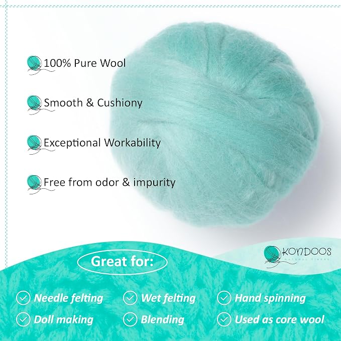 Kondoos Natural Wool roving, 2 OZ. Best Wool - Image 5