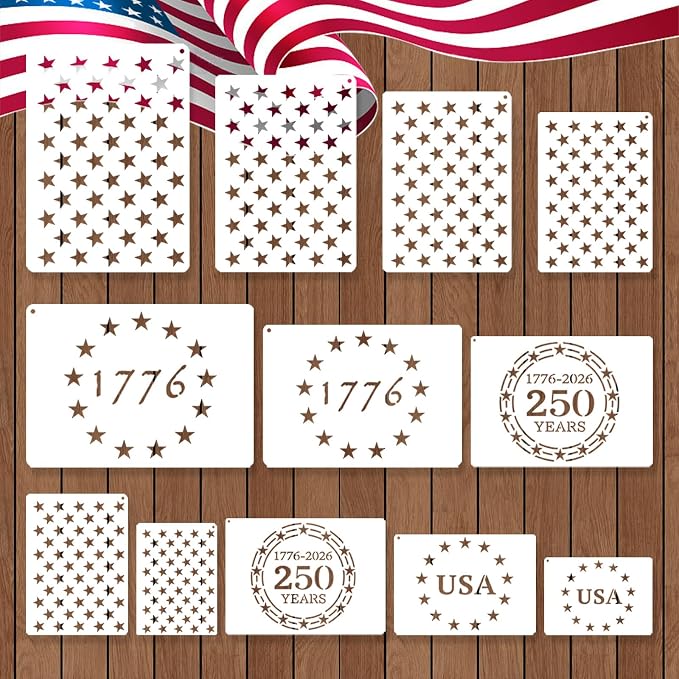 12 PCS Independence Day Stencils by Yazhiji