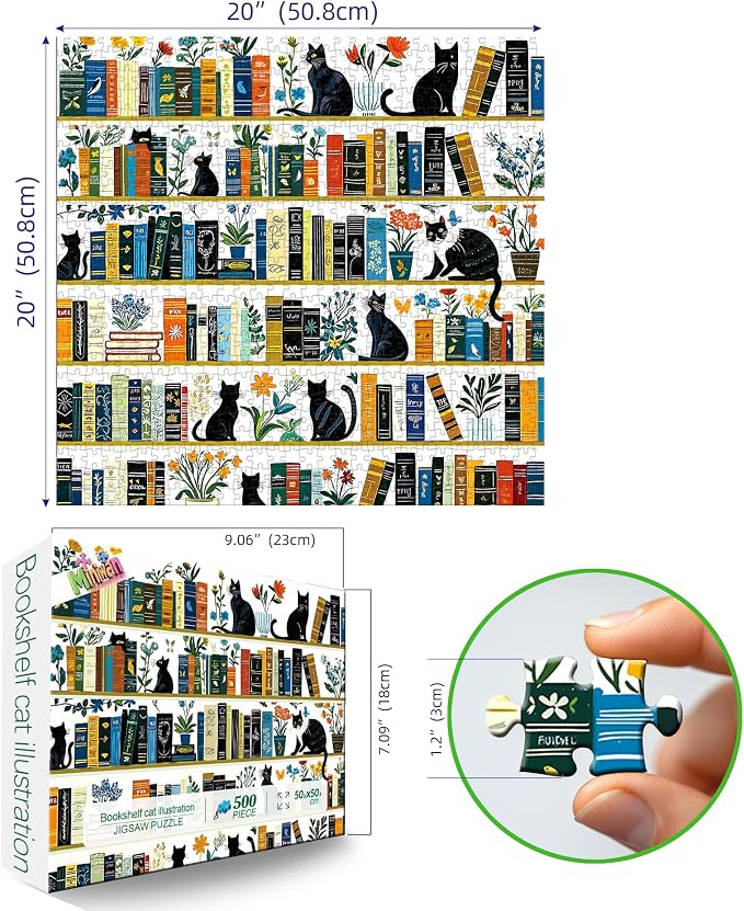 MINIWAN Black Cat Bookshelf Puzzles - Image 2