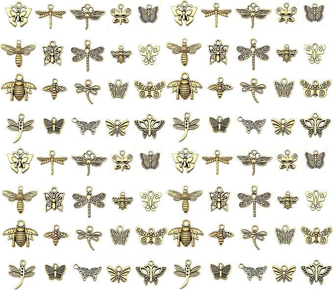 WOCRAFT 60pcs Antique Gold Butterfly Bracelet Charms by WOCRAFT