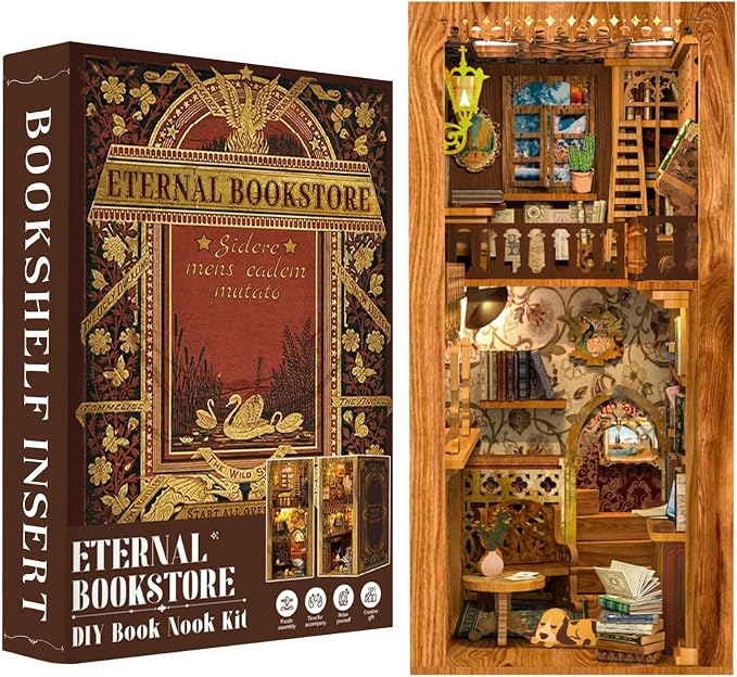 Fsolis Book Nook Kit, 3D Wooden Puzzles by FsolisDIYDollhouse
