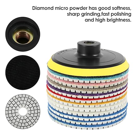 24pcs Diamond Polishing Pads Kit 4 Inch 100mm Round Sanding Discs Wet Dry Grinding Wheels Set Diamond Sandpaper for Diamond Granite Stone Concrete Marble