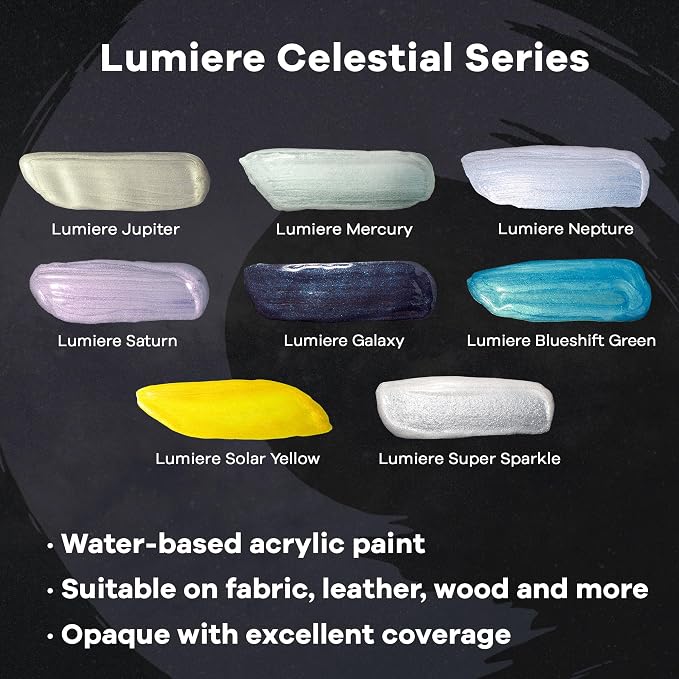 Jacquard Lumiere 2.25oz Fabric Paint 8 Color Celestial Set - Image 2