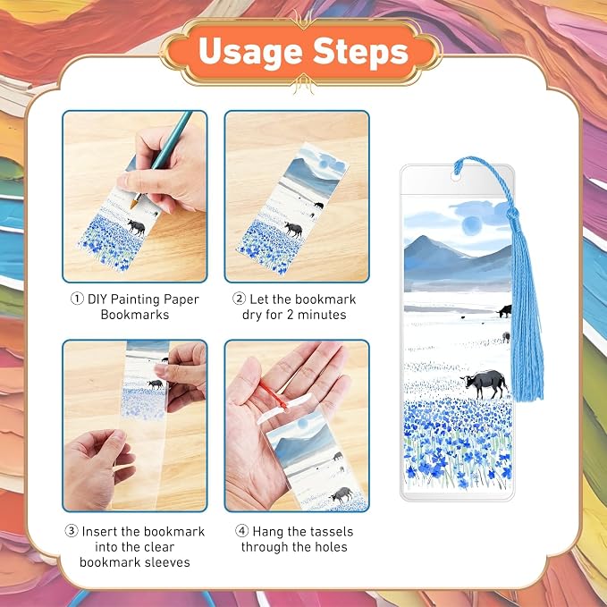 80 Pack Paper Bookmarks with Sleeves & Tassels, Blank White Cardstock Bookmarks - Image 7
