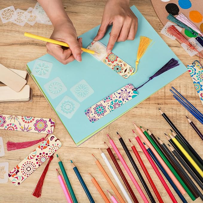 TaoBary 92 Pcs 6 x 2 Inch Floral Wood Bookmark Making Kit Includes 36 - Image 5