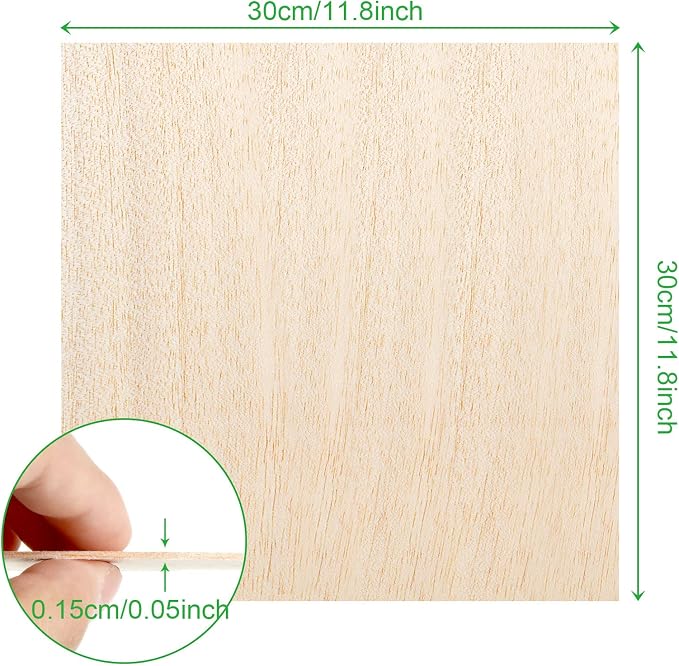 12 Pack Balsa Wood Sheets, 11.8'x11.8'x1/16', Thin Natural Unfinished Wood - Image 2