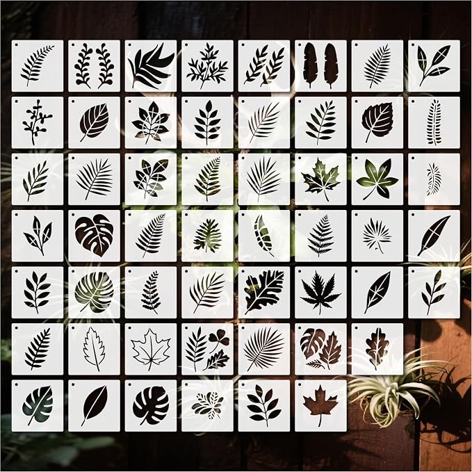 Stencils Plants 4in 53pcs Paint Template Reusable Plastic Templates DIY Crafts by BLOSSOMLAYER