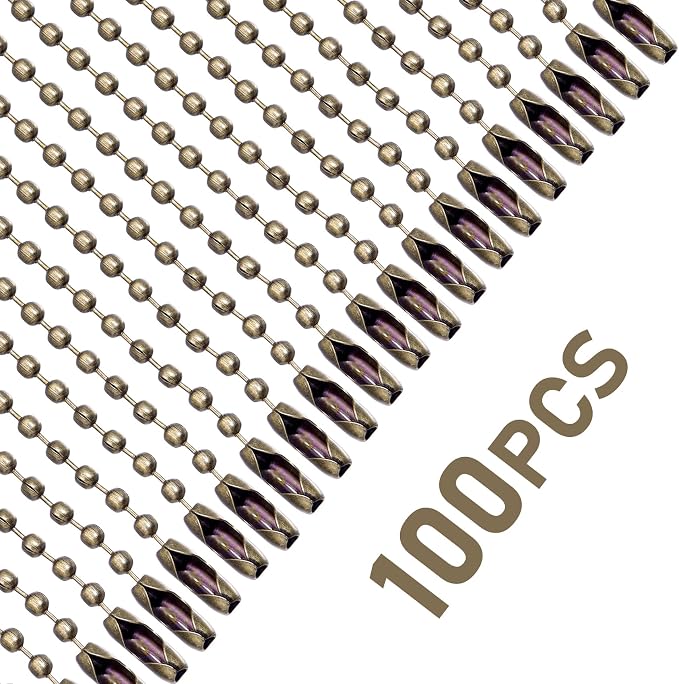 Lemonkey 100Pcs Ball Beads Chain Bulk, Bronze Keychain Rings Metal Chain - Image 5