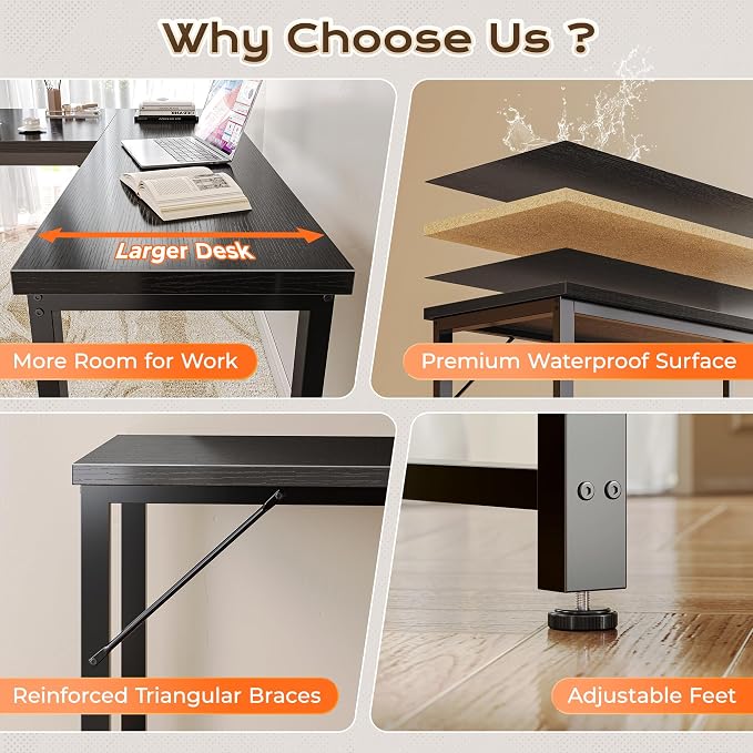 Huuger 63 Inch L Shaped Desk - Image 8