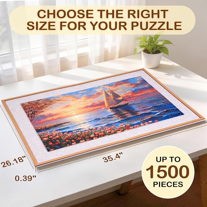 Puzzle Board for 1500 Pieces, Foldable Jigsaw Puzzle Board 35.4" x 26.18" - Image 2