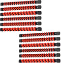 ALOANES 12 PC ABS Socket Organizer,1/2 inch, 3/8 inch, and 1/4 inch Drive Socket Rail Holders, Heavy Duty Socket Racks, Black Rails with Red Clips