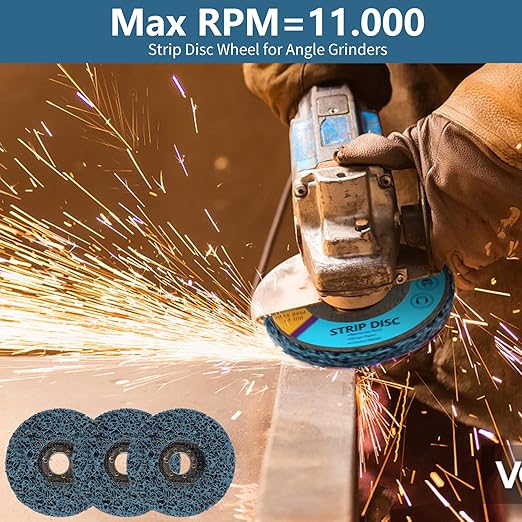 5 Pack 4-1/2" x 7/8" Strip Discs Stripping Wheel, 4.5 inch Rust Remover Discs for Angle Grinder,Clean and Remove Paint Coating Rust Welds Oxidation(Blue)