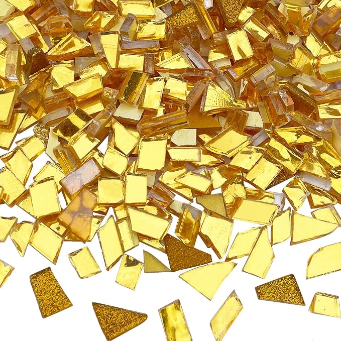 LITMIND Gold Mixed Irregular Glass Mosaic Tiles by LITMIND