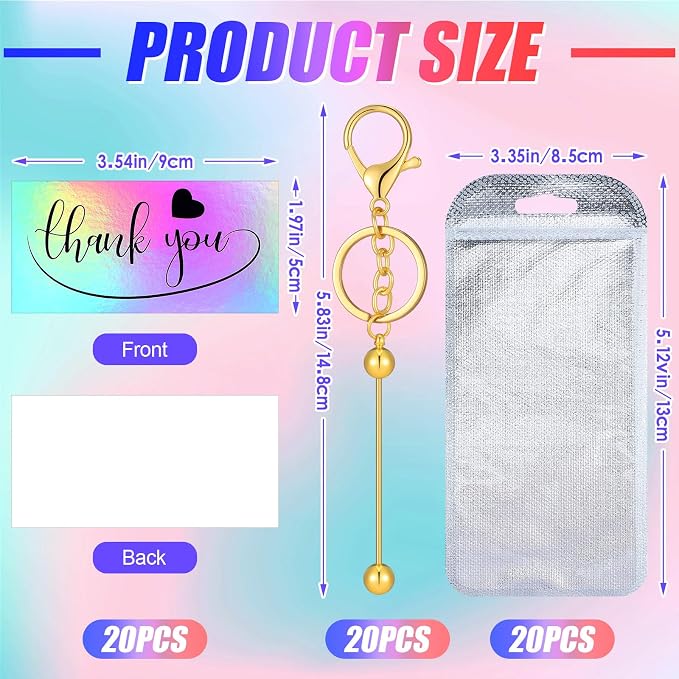 Sasylvia 60 Pcs Beadable Keychain Bars Bulk Making Kit 20 Beaded Keychain 20 - Image 2