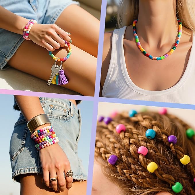 Simetufy 1200Pcs Pony Beads, 24 Colors Kandi Beads - Image 7