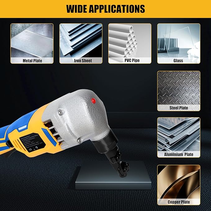 Cordless Nibbler Compatible with Dewalt 20V Max Battery, 18 Gauge Sheet Metal Cutter with 1200RPM Brushless Motor | Replaced Blades for Cutting Aluminium, Stainless Steel, Plastic (Tool Bare)