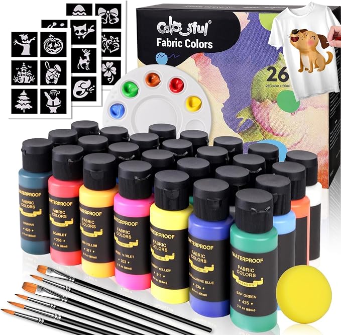 Colorful Fabric Paint Set for Clothes, by colorful