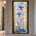 Stained Glass Window Privacy Film: Non-Adhesive Sun and Landscape Mosaic Design by AOHMPT