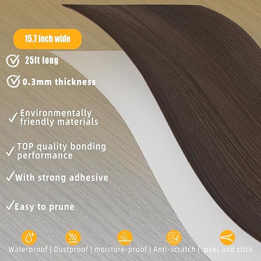 GSCIT Club Red Walnut Wallpaper, 15.7 inch X 25ft Self Adhesive Wood Grain Repair Tape Patch for Tables, Chairs, Baseboards, Doors, Windows, Floors, Handicraft DIY.
