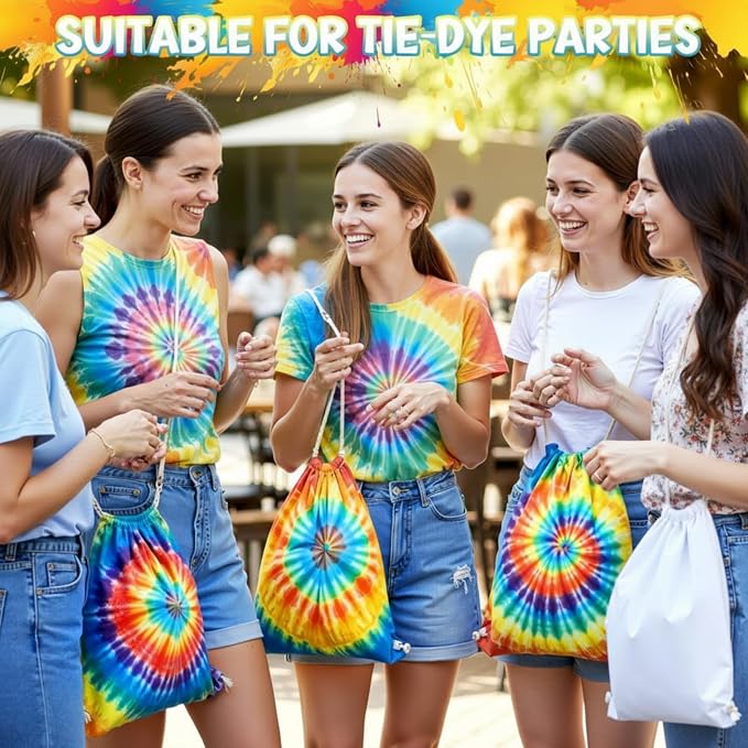 Saintrygo 12/6 Pcs Tie Dye Cotton Drawstring Bags Sublimation Blank Backpack - Image 4