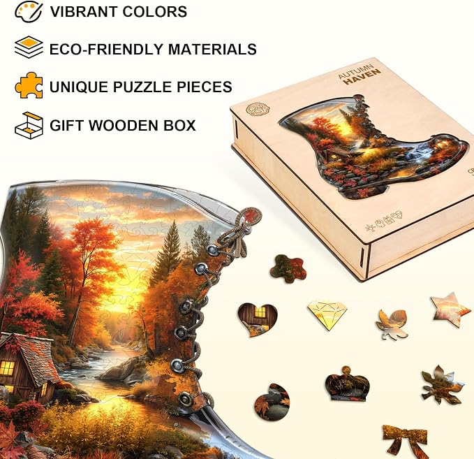 Jigfoxy Wooden Puzzles for Adults, Fall in a Boot Wood Puzzles Adult, Unique - Image 3