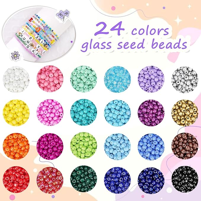 4500pcs Seed Beads 24 Colors 4mm Round Beads - Image 3