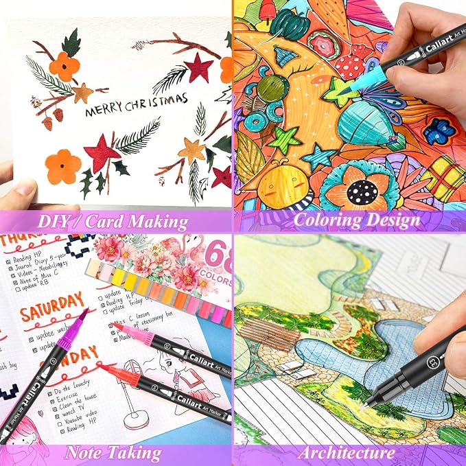 Caliart 34 Double Tip Brush Pens Art Markers - Image 7