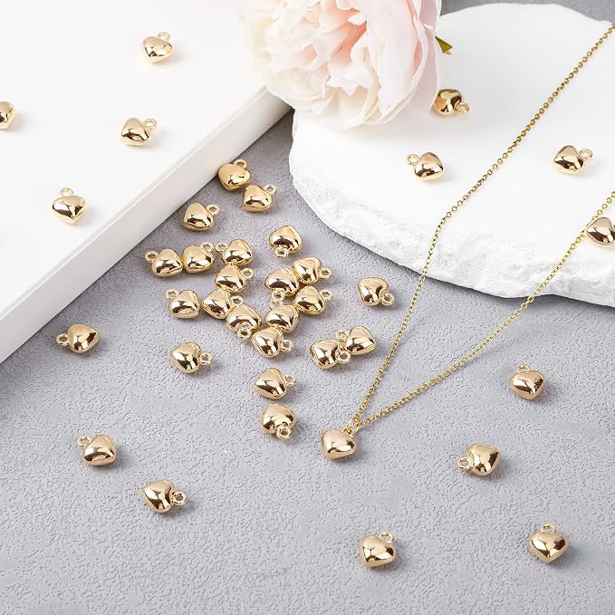 MARFOREVER 40 Pcs 18K Gold Heart Charms - Image 3