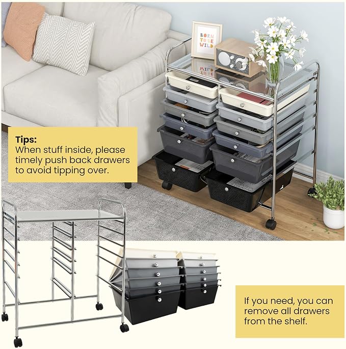 BECOMFORT 12-Drawer Rolling Cart - Image 4