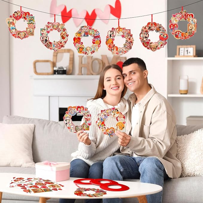 Hollowfly 48 Sets Vintage Valentine's Day Wreath Craft Kits - Image 5