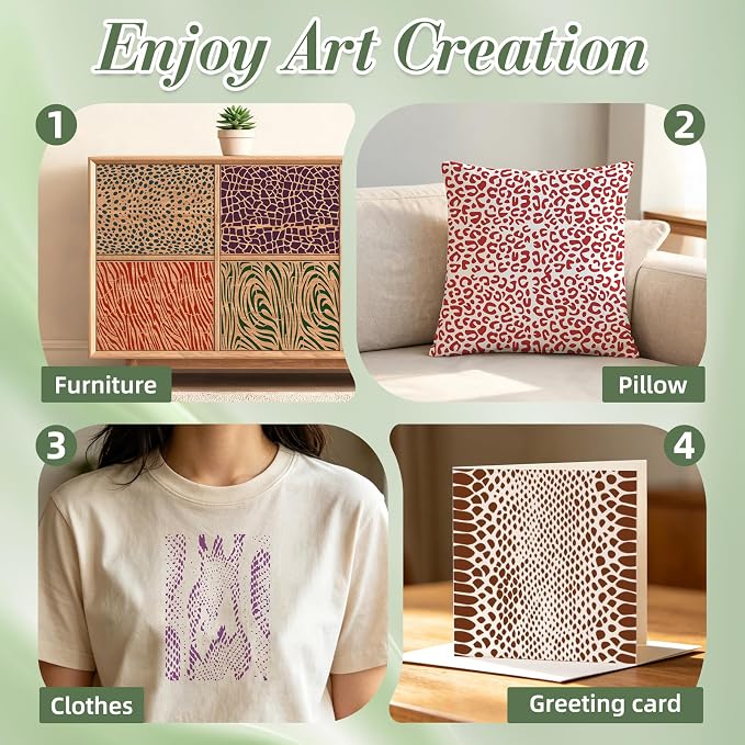 Geometric Texture Stencils for Crafts Reusable 16Pcs Stencils | DIY Art - Image 5