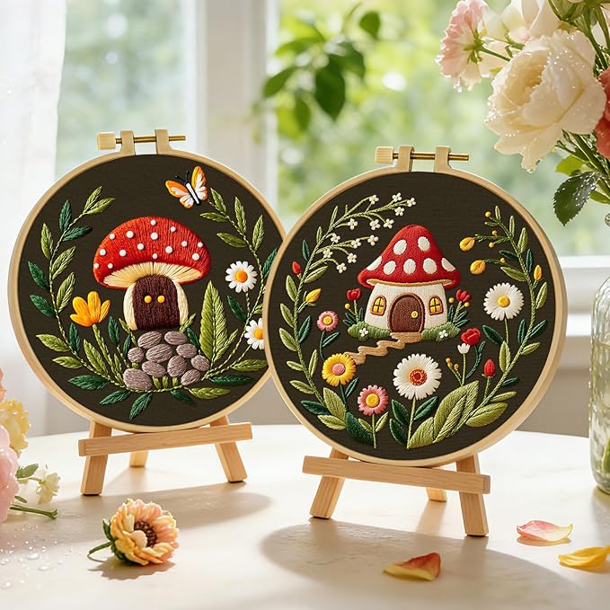 ERKOON Embroidery Kit for Beginners, 2 Set Flower Cross Stitch Set Include - Image 6