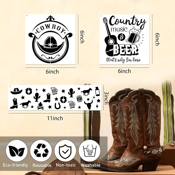 AFRITEE Western Cowboy Stencils - Image 2