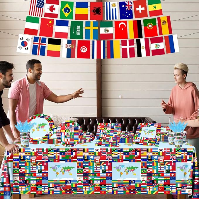 International World Flags Tableware Set, Flags Tablecloth - Image 3