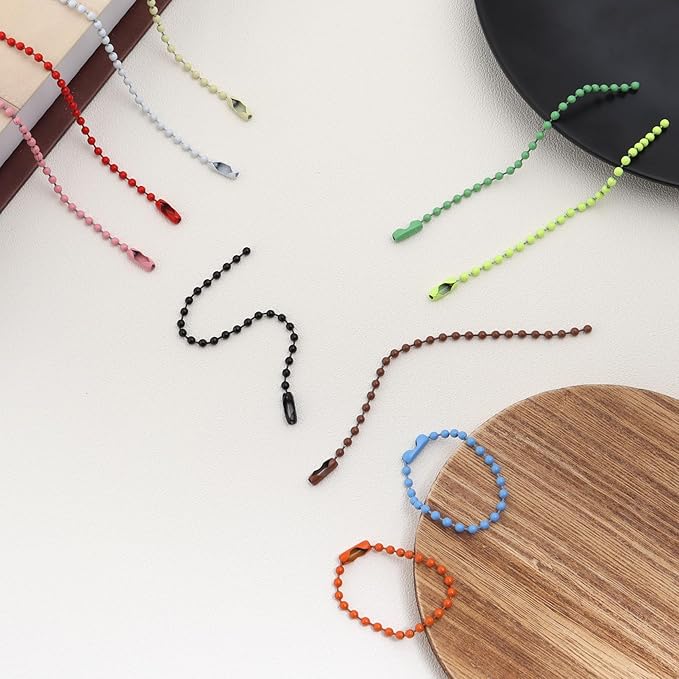 Lemonkey 100Pcs Ball Beads Chain Bulk, Mixed Color Keychain Rings Metal Chain - Image 6