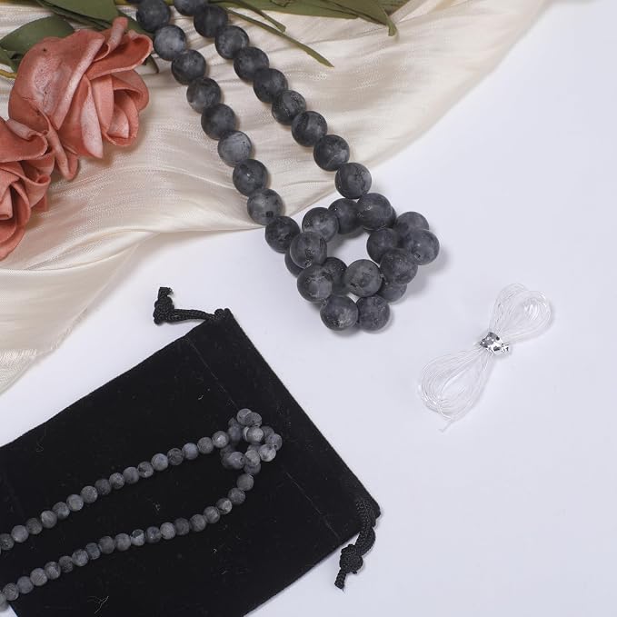 4mm Matte Black Labradorite Bead, 15-Inch Matte Round Loose Stone Beads - Image 2