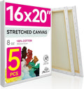 PHOENIX Stretched Canvas for Painting 16x20 Inch/5 Value Pack, 8 Oz Triple by PHOENIX