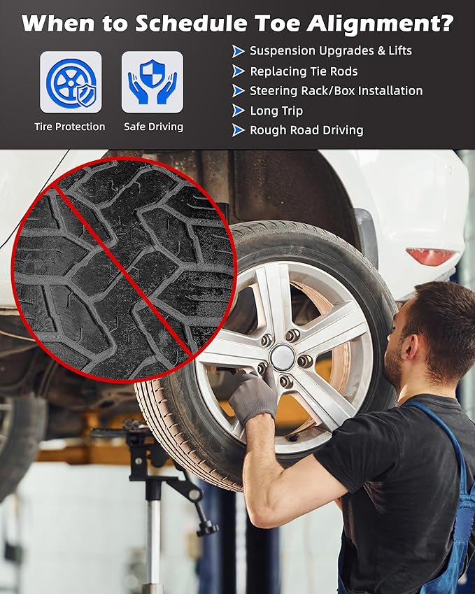 Upgraded Wheel Alignment Tool Kit, Toe Alignment Tool Plates with Extension Arms, Heavy Duty Front End Alignment Tool for Cars, Fast Precise DIY Toe Alignment at Home, Fits Lower Calipers, Silver