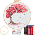 FONNUY Crewel Embroidery Kit for Beginners, Seasonal Tree Pre-Stamped Pattern by FONNUY