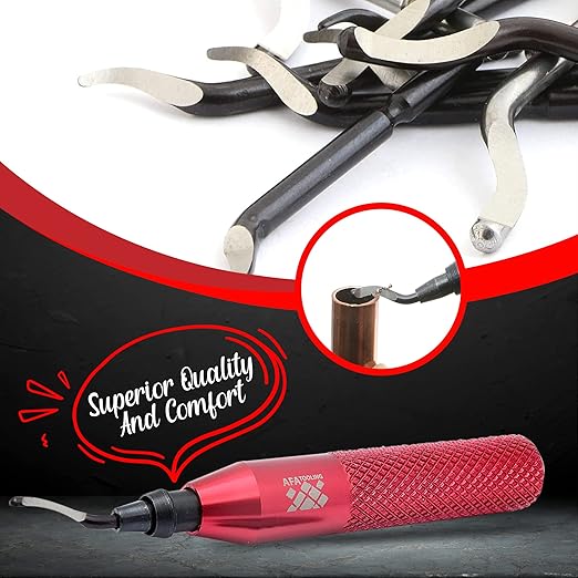 AFA Tooling - Deburring Tool with 11 High Speed Steel Swivel Blades - Works on Metal, Resin, PVC Pipes, Copper, Plastic and 3D Printed Edges - Plumbing & 3D Printing Burr Removal Reamer Tool