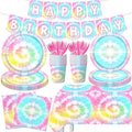 142Pcs Tie Dye Birthday Party Decorations, Colorful Birthday Party Supplies by CMUSKO