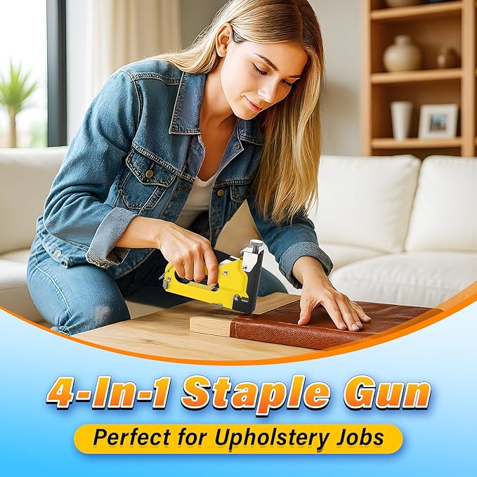 DIYSELF Staple Gun Heavy Duty 4-in-1 Upholstery Staple Gun with 4000 Staples Remover Fabric Stapler Stapler Gun for Wood Upholstering Crafts Carpet Wire grapadora para Madera