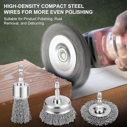 19Pcs Professional Wire Wheel Brush, Carbon Steel Wire Cup Brush for Drill, Drill Wire Brush for Cleaning Rust, Wire Brush Drill Attachments with 1/4 Inch Hex Shank