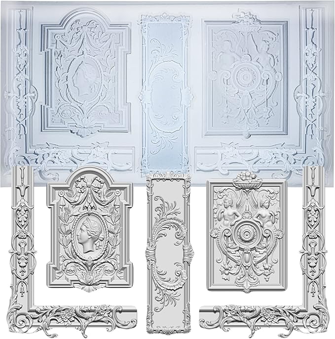 Art Mold for Polyclay Air Dry Clay Plaster, Frame and Plaque by FUNSHOWCASE