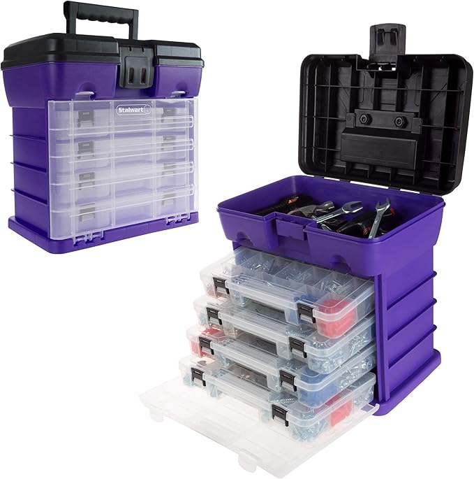 Storage and Tool Box-Durable Organizer Utility Box-4 Drawers by Stalwart