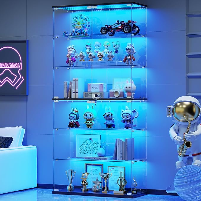 Dystler 6-Tier Glass Display Cabinet, RGB LED Lights - Image 8
