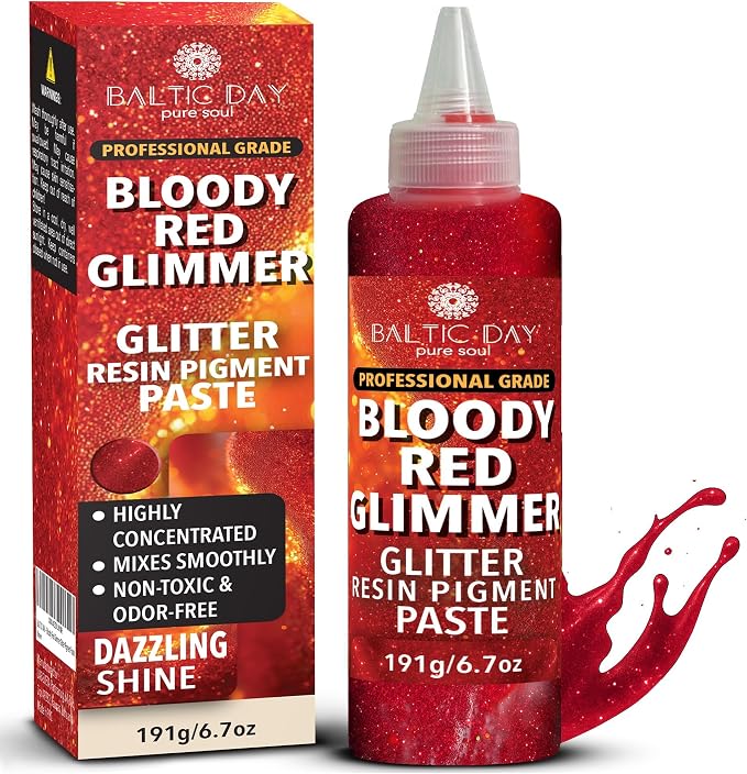 Bloody Red Glimmer Epoxy Pigment Paste XL – Ultra-Concentrated Deep Red Resin by BALTICDAYpuresoul