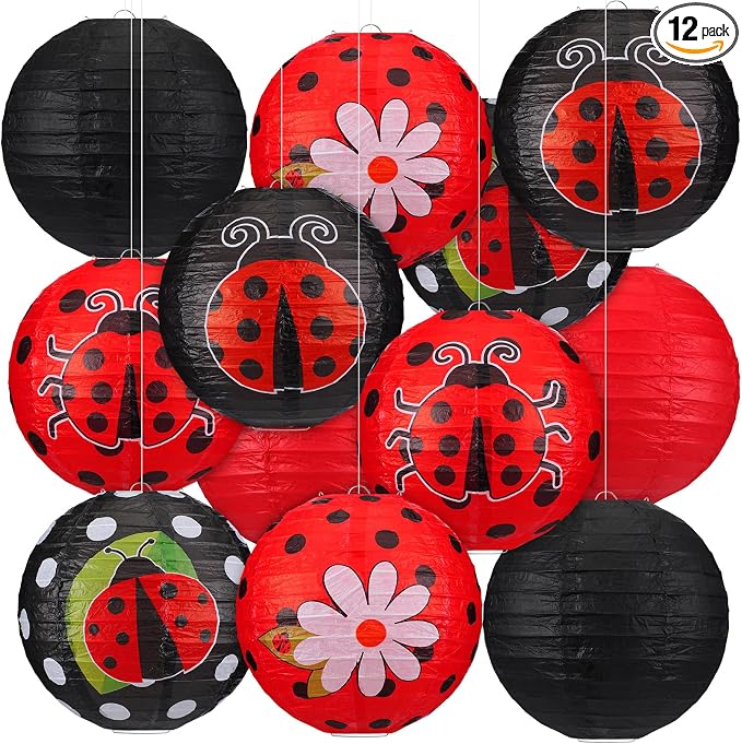 Panelee 12 Pcs Ladybug Party Decorations Paper Lanterns 8 Inch Hanging Round by Panelee