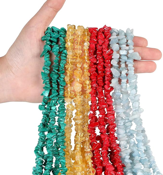 LAIDANLA Red Turquoise 400pcs Natural Chip Stone Beads 5-8mm Healing Crystal - Image 3