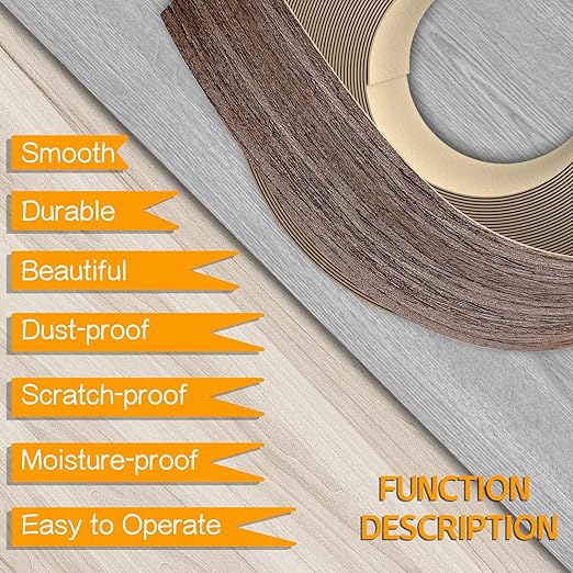 GSCIT Club Walnut Edge Banding, 13/16 inch x 50ft roll of Veneer Edge Banding - Pre-glued Flexible, Real Wood Tape for Cabinet Repair & Furniture Restoration